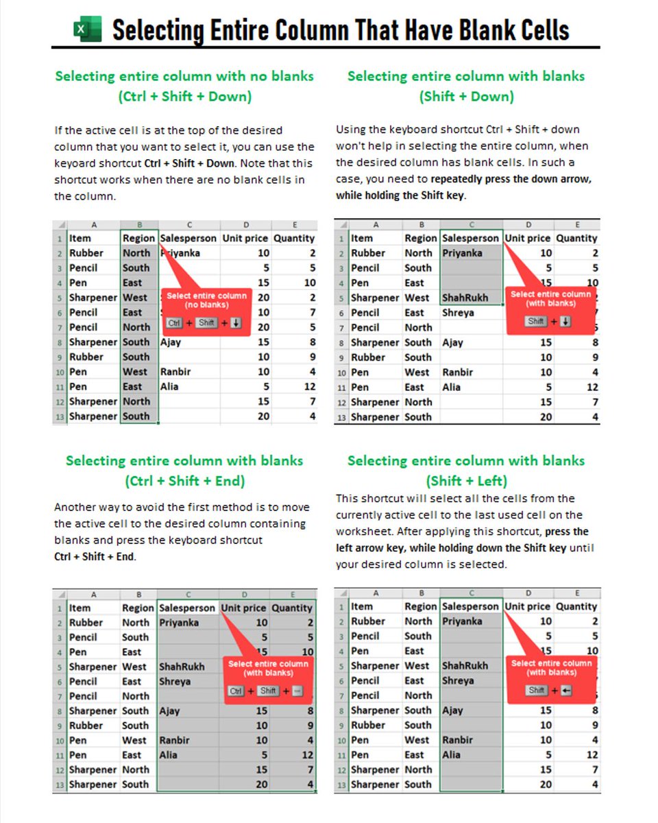 timetooffice's tweet image. Learn how to effortlessly select entire columns containing blank cells. 💯

Save this for quick reference! 🔖

#exceltutorial #exceltips #exceltricks #spreadsheets