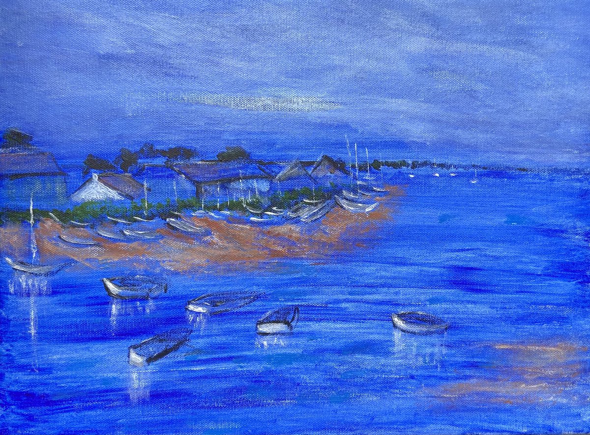 chandrawardart's tweet photo. ‘Evening calm at the staithe’ oil on paper.

Something soothing and tranquil as we near  the week’s end. #norfolkcoast #waterscape #seascape #staithe #harbour #dinghy #impressionism #westnorfolk chandraward.artweb. com https://t.co/BVybSKmQQM