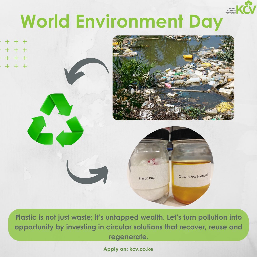 Happy #WorldEnvironmentDay2025 !
Join <a href="/KCV_Kenya/">KenyaClimateVentures</a>  &amp; KIFFWA for a post-WED webinar on turning plastic from pollutant to profit. 
🗓️ June 10 | ⏰ 10AM EAT
🔗 Register: us02web.zoom.us/meeting/regist…

#EndPlasticPollution #CircularEconomy #BeatPlasticPollution
