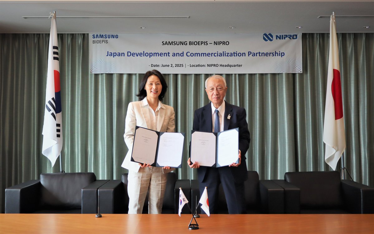 SamsungBioepis's tweet photo. Samsung Bioepis announced a strategic partnership with NIPRO Corporation that will expand Samsung Bioepis' presence into Japan, with the development and commercialization of biosimilars.
π https://t.co/Am0EM3Ip7A
#PassionForHealth #InnovatingAccess https://t.co/RJpPySxtpK