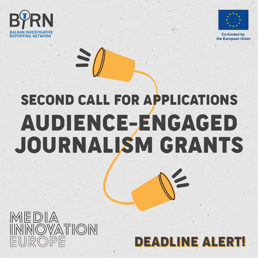 📢 Attention!
⏳ The deadline for the second call for applications for the audience-engaged journalism grant is approaching!
✅ Find out what we offer to media outlets from 10 Balkan and Visegrad countries and apply by June 18: birn.eu.com/news-and-event…