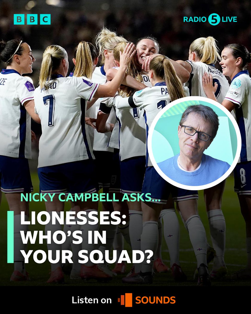 Sarina Wiegman announces her England Euros 2025 squad today

No Mary Earps, Millie Bright or Fran Kirby.

Who do you want to see in the squad?

Nicky Campbell asks: Lionesses: who’s in your squad?