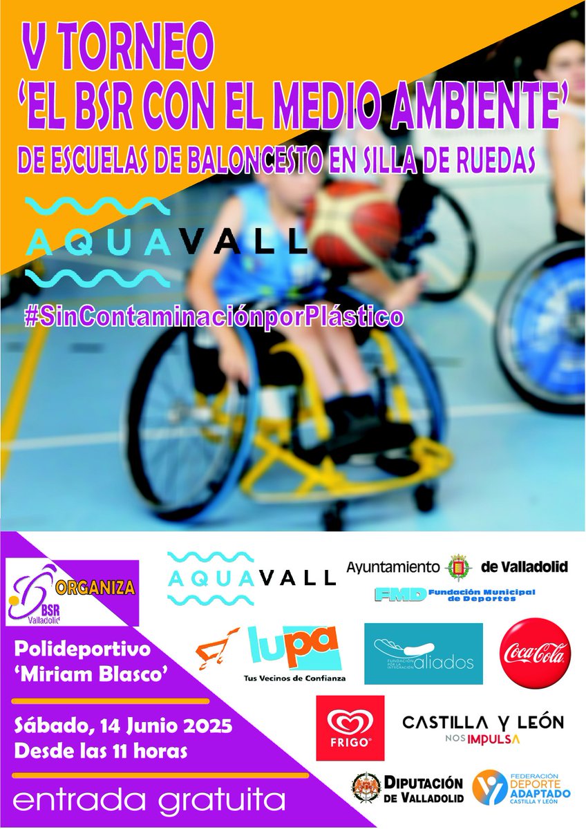 BSR VALLADOLID OFICIAL - Fundación Aliados (@valladolidbsr) on Twitter photo Hoy es el #diainternacionaldelmedioambiente y no tenemos mejor manera de celebrarlo que con nuestro V Torneo "El BSR con el medio ambiente-<a href="/aqua_vall/">AquaVall 💧</a> " de escuelas de baloncesto en silla de ruedas.
Sábado 14 de junio a partir de las 11h.
<a href="/Lupa_esp/">Lupa Supermercados</a>
<a href="/DeportesVLL/">DeportesVLL</a>
<a href="/frigo_helados/">frigo_helados</a> Hoy es el #diainternacionaldelmedioambiente y no tenemos mejor manera de celebrarlo que con nuestro V Torneo "El BSR con el medio ambiente-<a href="/aqua_vall/">AquaVall 💧</a> " de escuelas de baloncesto en silla de ruedas.
Sábado 14 de junio a partir de las 11h.
<a href="/Lupa_esp/">Lupa Supermercados</a>
<a href="/DeportesVLL/">DeportesVLL</a>
<a href="/frigo_helados/">frigo_helados</a>