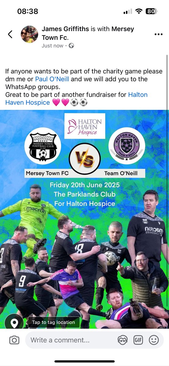 James Griffiths (@jamesgr90508074) on Twitter photo Any players fancy taking part in our charity game vs <a href="/PaulONeill29/">Paul O'Neill 💥</a> let me or Paul know. We’re joining forces again to raise some money for <a href="/haltonhaven/">Halton Haven Hospice</a> 🩷🩷 Any players fancy taking part in our charity game vs <a href="/PaulONeill29/">Paul O'Neill 💥</a> let me or Paul know. We’re joining forces again to raise some money for <a href="/haltonhaven/">Halton Haven Hospice</a> 🩷🩷