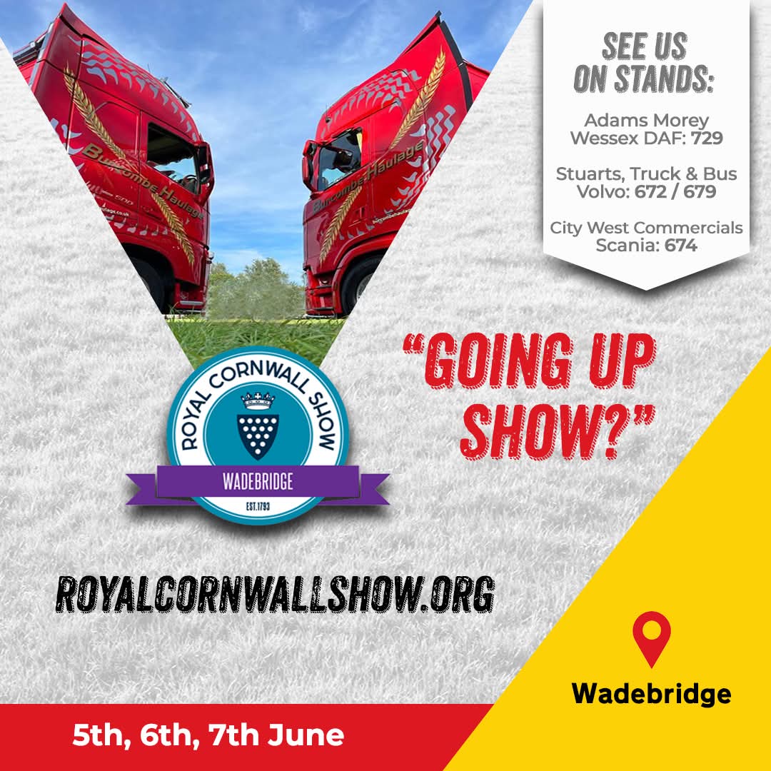 If you're heading to The Royal Cornwall Show over the next few days, don't forget to pay a visit to the following stands to see 3 of our red fleet 🚛🔴✨ #royalcornwallshow