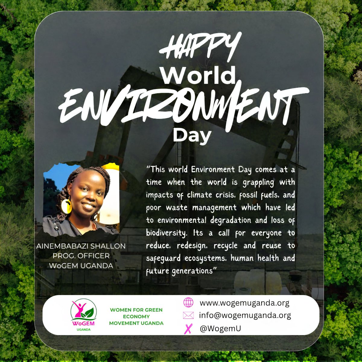 Women for Green Economy Movement Uganda (@wogemu) on Twitter photo On this #WorldEnvironmentDay. we raise our voices for #climate Justice that centers #women, girls and frontlines #communities .
#protectourplanet
#motherEarth
#Recycleplastic
<a href="/350Africa/">350 Africa</a> <a href="/WHRDNU/">Women Human Rights Defenders Network- Uganda</a> <a href="/AfiegoUg/">AFIEGO</a> <a href="/PowerShftAfrica/">Power Shift Africa</a> <a href="/ACEJUganda/">Action for climate and environmental justice</a> @CAN On this #WorldEnvironmentDay. we raise our voices for #climate Justice that centers #women, girls and frontlines #communities .
#protectourplanet
#motherEarth
#Recycleplastic
<a href="/350Africa/">350 Africa</a> <a href="/WHRDNU/">Women Human Rights Defenders Network- Uganda</a> <a href="/AfiegoUg/">AFIEGO</a> <a href="/PowerShftAfrica/">Power Shift Africa</a> <a href="/ACEJUganda/">Action for climate and environmental justice</a> @CAN