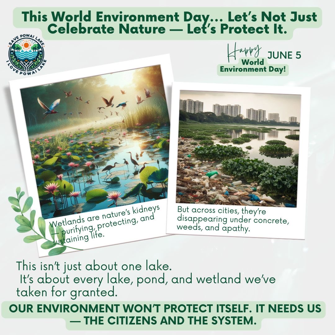 RatanSharda55's tweet photo. #WorldEnvironmentDay 
We are trying to help revive #PowaiLake. 
A silent vigil on 8 June 5 pm on the lake with Human Chain. Join if you can.🙏🏽 https://t.co/k31qv0sDDx
