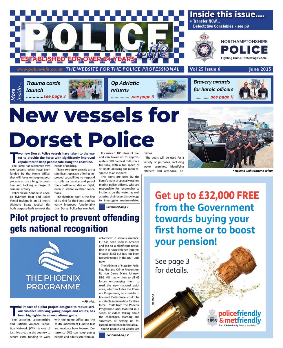 <a href="/PoliceLifenews/">Police Life</a> latest issue - bit.ly/PoliceLife-Jun… inside New vessels for <a href="/dorsetpolice/">Dorset Police</a>  <a href="/ASPolice/">Avon and Somerset Police</a> ending night time exploitation, <a href="/DerbysPolice/">Derbyshire Police</a> drone aids rescues in Peaks, <a href="/WMPolice/">West Midlands Police</a> - shop thefts, <a href="/nottspolice/">Nottinghamshire Police</a>  Sextortion campaign 2 students, transfer 2 <a href="/NorthantsPolice/">Northants Police</a>
