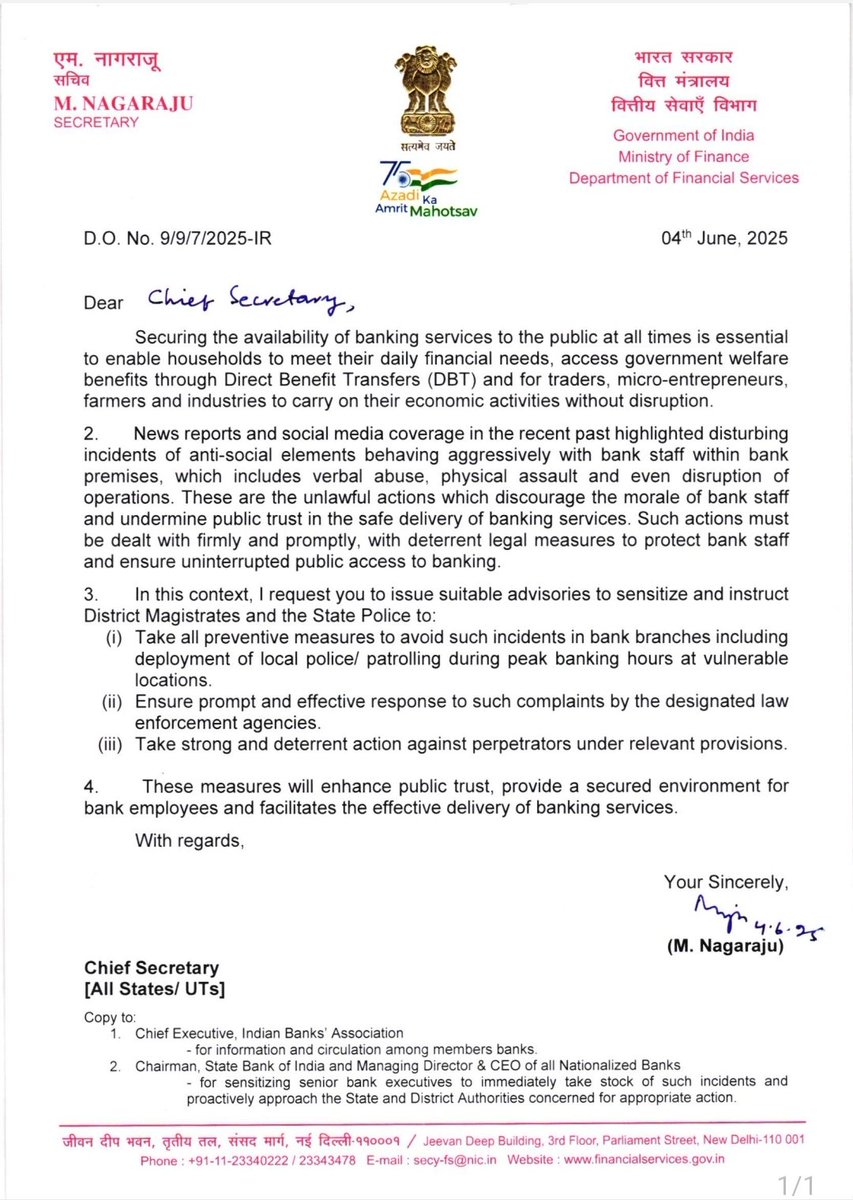 Nilesh Pawar (@nilesh_pawar15) on Twitter photo Important Update for Bank Officers & Staff
Thanks to the persistent efforts of <a href="/fboioa_india/">Federation of Bank of India Officers' Associations</a> and <a href="/aiboc_in/">All India Bank Officers' Confederation (AIBOC)</a> on the increasing incidents of threats and misbehavior towards bank staff, the Hon.Secretary, Department of Financial Services (DFS) has issued formal instructions to all Important Update for Bank Officers & Staff
Thanks to the persistent efforts of <a href="/fboioa_india/">Federation of Bank of India Officers' Associations</a> and <a href="/aiboc_in/">All India Bank Officers' Confederation (AIBOC)</a> on the increasing incidents of threats and misbehavior towards bank staff, the Hon.Secretary, Department of Financial Services (DFS) has issued formal instructions to all