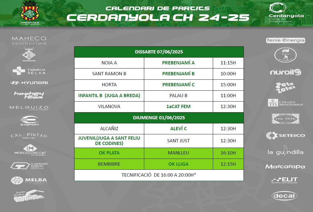 ⚔️ Aquí tenim el calendari d'aquesta setmana
