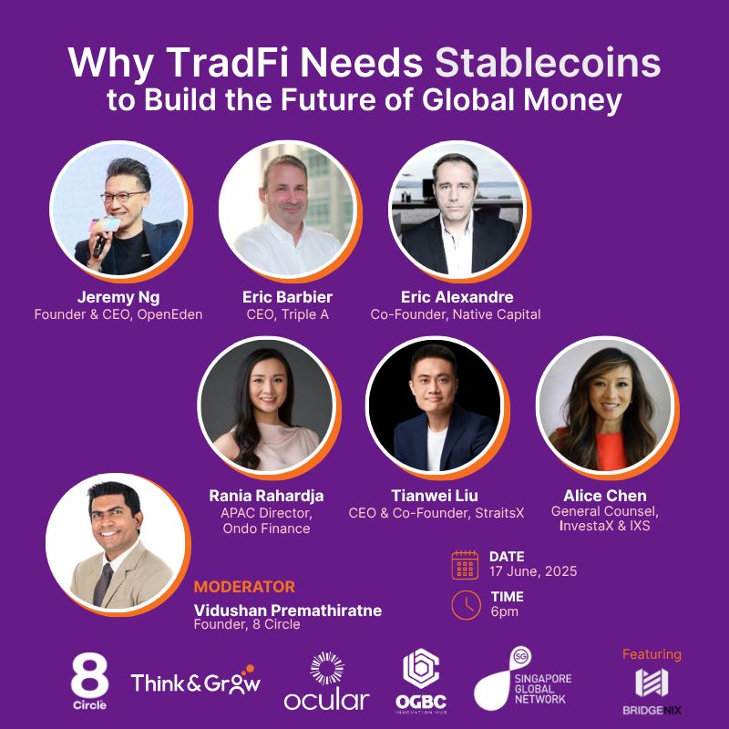 InvestaX (@investax) on Twitter photo 🔊 Private Roundtable: Why TradFi Needs Stablecoins to Build the Future of Global Money
Our Co-Founder & COO <a href="/shialicechen/">S. Alice Chen</a> will speak at an exclusive event in Singapore exploring how stablecoins are bridging old and new finance.
Details and registration: lu.ma/2m96m2s5 🔊 Private Roundtable: Why TradFi Needs Stablecoins to Build the Future of Global Money
Our Co-Founder & COO <a href="/shialicechen/">S. Alice Chen</a> will speak at an exclusive event in Singapore exploring how stablecoins are bridging old and new finance.
Details and registration: lu.ma/2m96m2s5