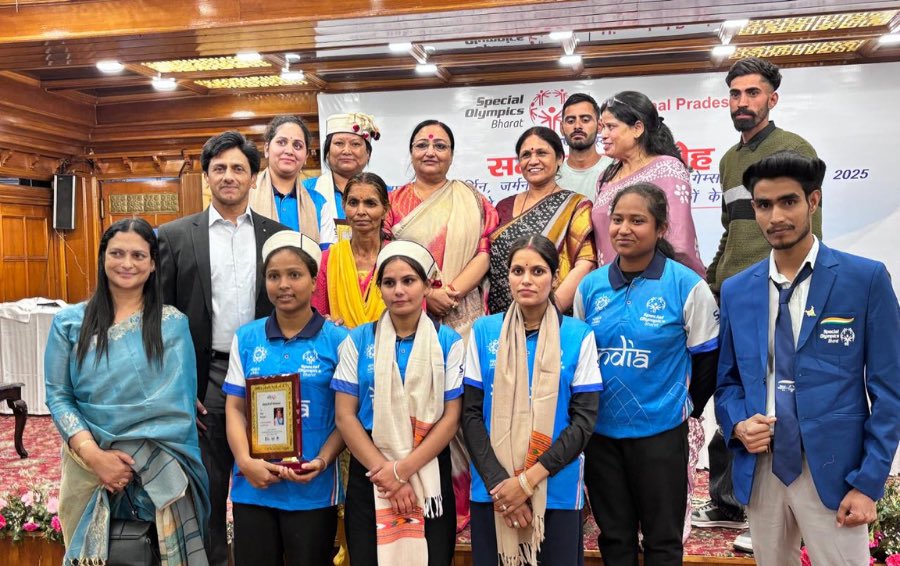 SOlympicsBharat's tweet photo. Pride, purpose & recognition came together at Samman Samaroh! Special Olympics Bharat - Himachal Pradesh honoured athletes who represented India at Special Olympics World Games 2023 & 2025.
#SpecialOlympics # #SpecialOlympicsBharat
#SammanSamaroh #Berlin2023
#Turin2025 https://t.co/ipAlLrj7Qd