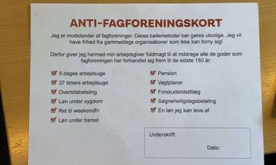 James Kristoffer Miles (@kristoffermiles) on Twitter photo Meld jer ind, eller…
Ekstra Bladets helt nye mand, <a href="/blichfeldt56994/">Rune H. Blichfeldt</a>, er kommet i besiddelse af seddel, hvor nyansatte i lufthavnen blev forsøgt presset til at underskrive, hvis de ikke ville være medlemmer i 3F.
SAS’ ledelse ser rødt. #dkpol
ekstrabladet.dk/nyheder/samfun… Meld jer ind, eller…
Ekstra Bladets helt nye mand, <a href="/blichfeldt56994/">Rune H. Blichfeldt</a>, er kommet i besiddelse af seddel, hvor nyansatte i lufthavnen blev forsøgt presset til at underskrive, hvis de ikke ville være medlemmer i 3F.
SAS’ ledelse ser rødt. #dkpol
ekstrabladet.dk/nyheder/samfun…