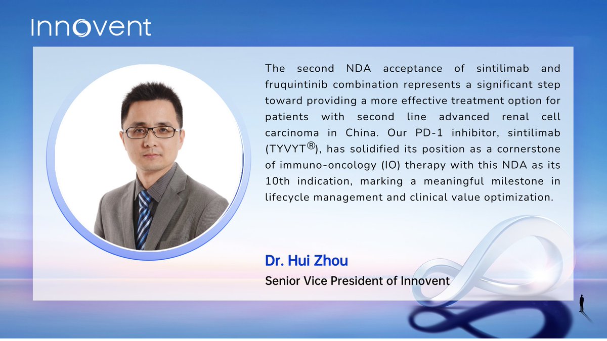 Innovent and HUTCHMED Jointly Announce NDA Acceptance in China for Sintilimab Combination with Fruquintinib for the Treatment of Advanced Renal Cell Carcinoma en.prnasia.com/releases/globa…