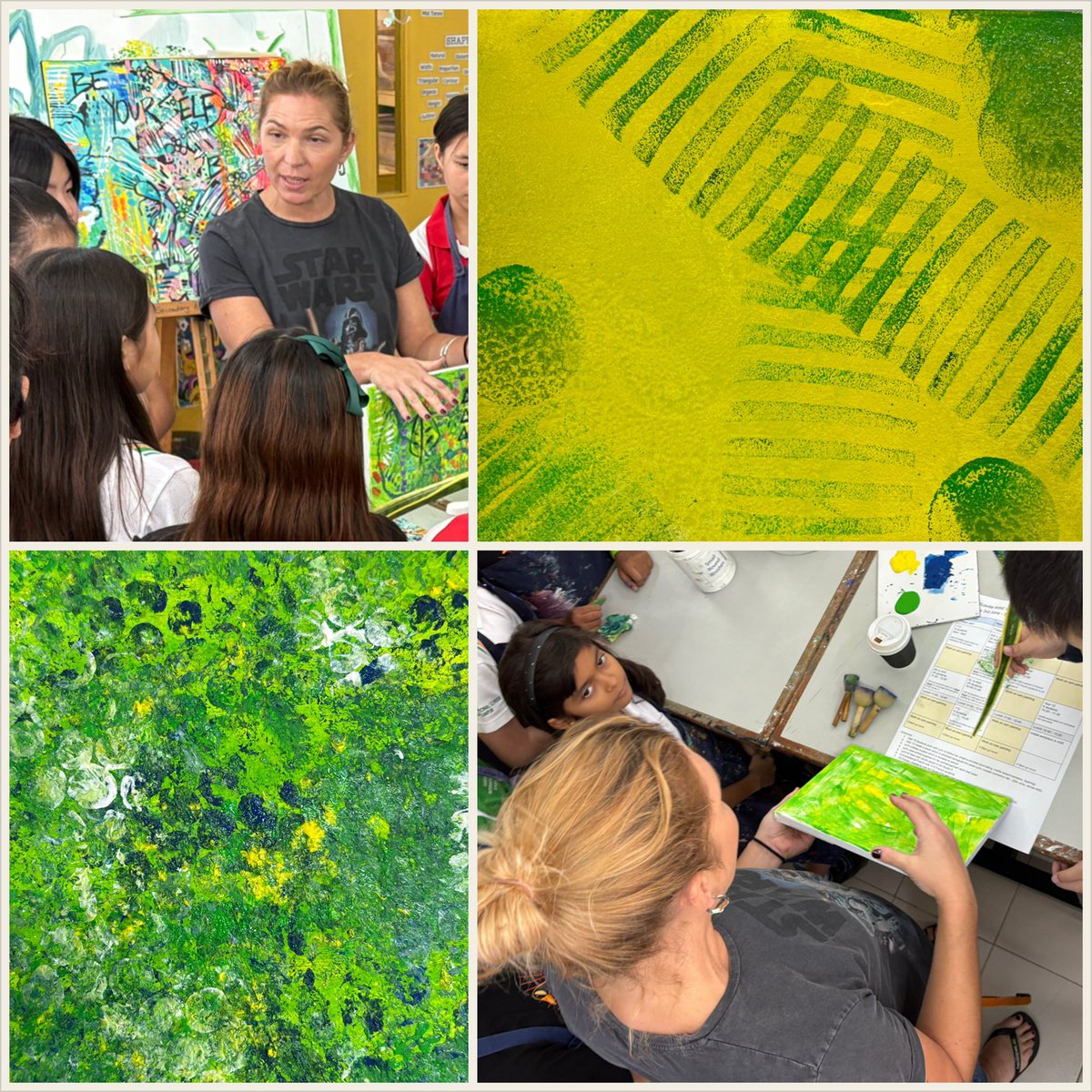 Art_Gis's tweet image. Lots of colourful collaboration with year 6 and year 10 artists working with #visitingartist Lynn Scavée
#arted #artsed #outsideexpert #ArtTeacher #happyartteacher #artlearning #mediaexploration #StudentsofGIS #GISLearning