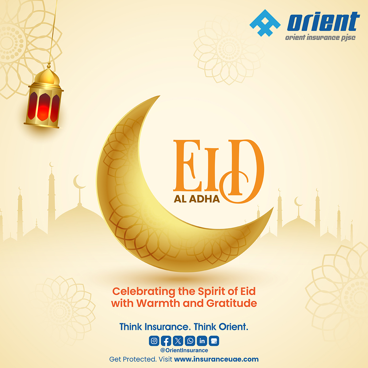As we celebrate the spirit of sacrifice and gratitude, Orient Insurance extends heartfelt wishes for a joyful and peaceful Eid Al Adha.  

#EidMubarak #OrientInsurance #FestivalOfSacrifice #TogetherWeCare #UAE #EidAlAdha2025
