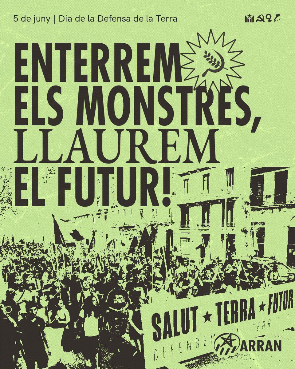 🚩 #5J | Enterrem els monstres, llaurem el futur!

🌱 Contra aquells qui volen acabar amb la nostra terra ens cal un jovent organitzat que sigui capaç de construir horitzons emancipadors desitjables.

Defensem el territori, ataquem els qui ens el volen trinxar!