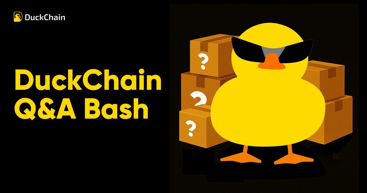InternEthanDuck's tweet image. 🦆 DuckChain Q&amp;amp;A Bash — Join the #DuckFridayParty! 🎉

Get ready to test your knowledge, flex your creativity, and win juicy DUCK rewards in our DuckChain Q&amp;amp;A Bash, happening during this week’s #DuckFridayParty!

📅 Event Schedule
🗓 This Thursday &amp;amp; Friday (2 days)
📍Location:…