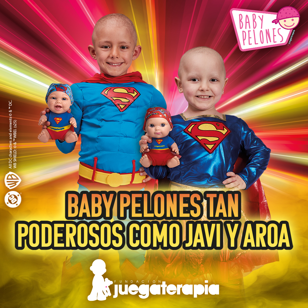 ¡Notición, notición!  ¡Hoy llegan volando 2 nuevos #BabyPelonesJT para la colección!
En la Fundación Juegaterapia creemos que los superpoderes existen, ¡claro que existen! El superpoder de jugar, el superpoder de reír, el de superar los malos momentos… Como Superman y Supergirl,