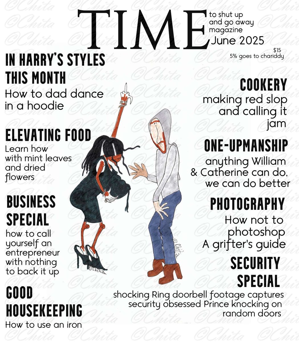ChitaCartoons (@chitacartoons) on Twitter photo I know you have all been waiting, so without further delay....... a doodle and that same doodle as a spoof Time magazine cover....
<a href="/TVKev/">Kevin O'Sullivan</a> & <a href="/Iromg/">Mike Graham 🇬🇧</a> you might like this. #MeghanMarkle #PrinceHarry #MeghanMarkleIsAConArtist #MeghanIsTheProblem I know you have all been waiting, so without further delay....... a doodle and that same doodle as a spoof Time magazine cover....
<a href="/TVKev/">Kevin O'Sullivan</a> & <a href="/Iromg/">Mike Graham 🇬🇧</a> you might like this. #MeghanMarkle #PrinceHarry #MeghanMarkleIsAConArtist #MeghanIsTheProblem