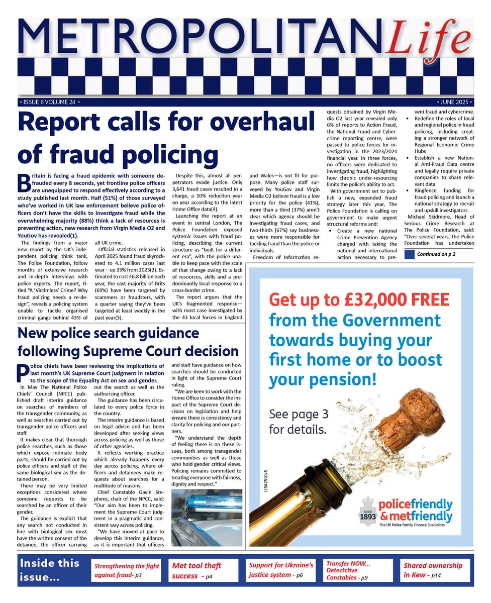 Latest MetLife is here bit.ly/METLife-June25 inside- Report calls for overhaul of fraud policing, 
<a href="/metpoliceuk/">Metropolitan Police</a> tool theft success, 
Crackdown on those who assist in #selfharm ,
Transforming leadership of Police investigations,
<a href="/cityoflondon/">City of London</a> launch remote drone in a box