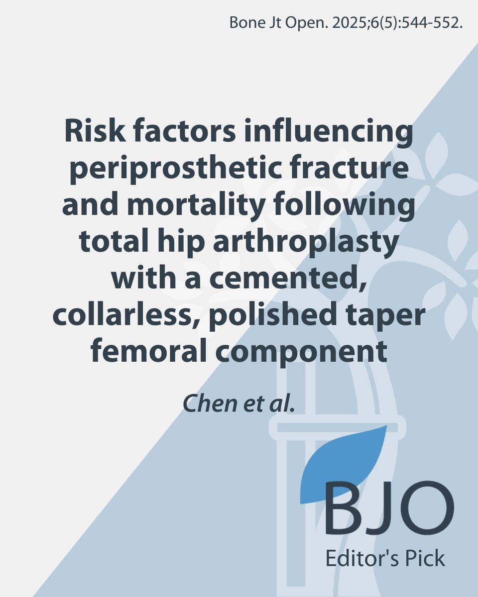 A further study highlighting excellent ten-year survival for this polished tapered cemented stem, but a risk of PPFs is the most common reason for reoperation. The authors have highlighted some risk factors, albeit largely non-modifiable.

#Fracture #THA

boneandjoint.org.uk/Article/10.130…