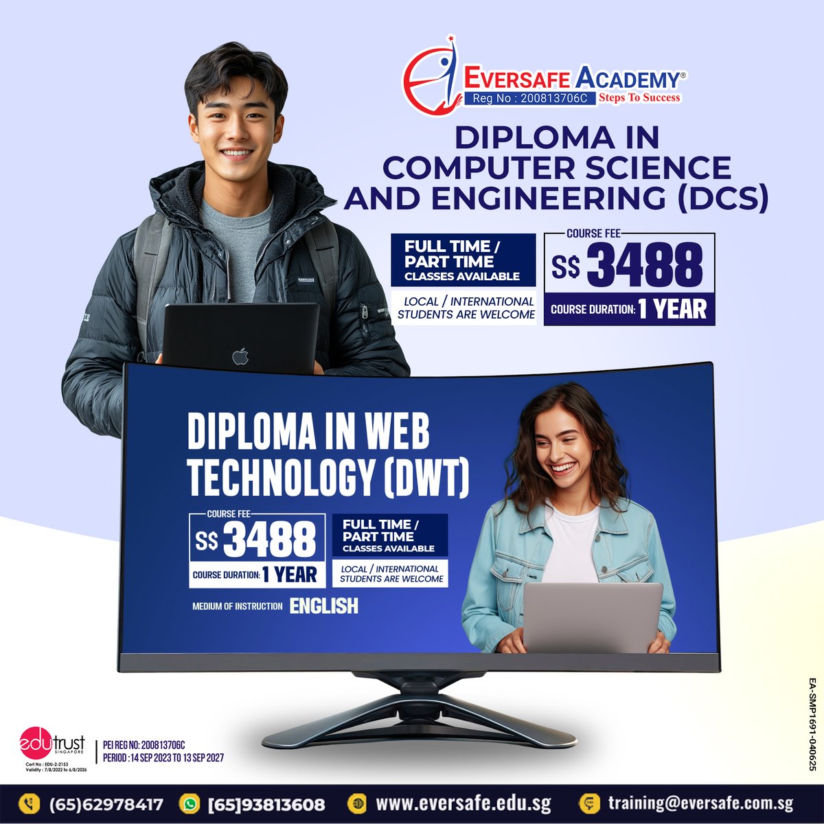 EversafeAcademy's tweet image. 💻 Code Your Future. Build Digital Solutions  | EVERSAFE Academy® Singapore!
📲 WhatsApp: 📱bit.ly/3JKmp0J

🖥️ Website: 🌐 eversafe.edu.sg/diploma-studen…
#DiplomaInIT #WebTechnology #ComputerScienceSG #EversafeAcademy #CodingDiploma #TechCareerSG #FutureReady #WebDevelopment
