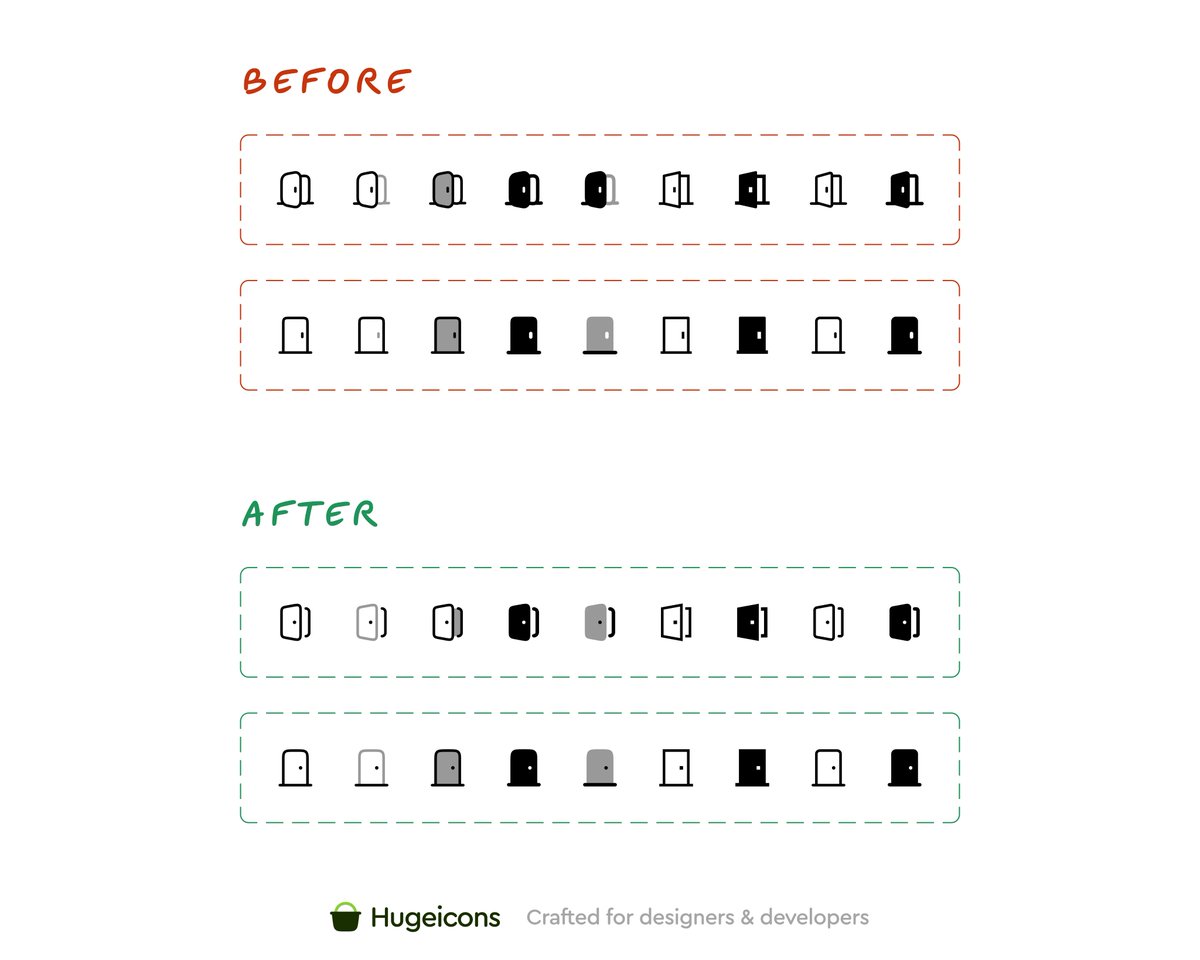 We just refined two of our door icons, and the difference is pretty noticeable. Better proportions, cleaner handle placement, and more consistent stroke weights.

When an icon is designed right, they fade into the background and let users focus on what matters.

These refined