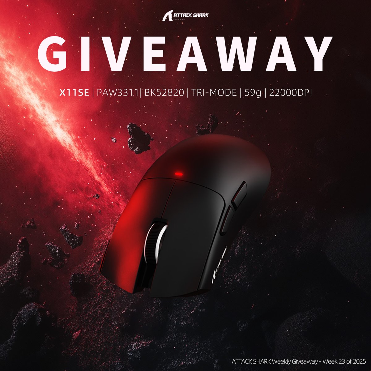 🎉ATTACK SHARK Giveaway Week 23🎉

Win X11 SE Mouse (Black)!
👉Join: gleam.io/lJvan/attack-s…

🎁Features: 59g, PAW3311, BK52820, 65h battery

🌍Global entry. Winner announced Jun.11.

🔗Buy: attackshark.com/products/attac…