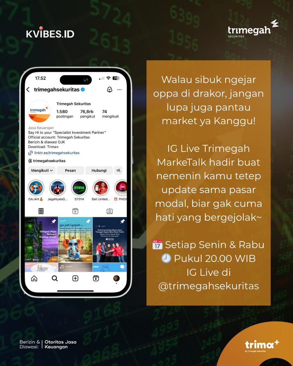 officialkvibes's tweet photo. Bisa diskusi dan tanya-tanya langsung sama tim @trimegahsekuritas lho. Nyalain notifikasi IG live-nya, jangan sampai ketinggalan!
#kvibes_trimegahsekuritas #trimaplus #trimegahsekuritas #makefundhavefun https://t.co/5NPxyA2BMM