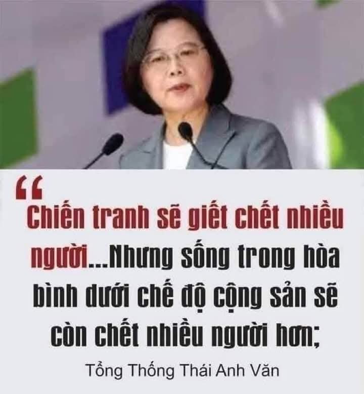 kim_puong16897's tweet photo. Một lời nói rất hay của cựu tổng thống đài Loan Thái anh văn... Nói thật nguyên cái đám chính quyền cộng sản Việt cộng nó kém thua bà Thái anh văn này rất nhiều.. nói gọn lại là chính quyền cộng sản Việt cộng làm việc còn thua một con đàn bà https://t.co/OvYgKI290T