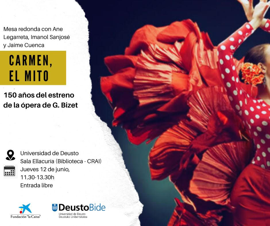 Facultad de Ciencias Sociales y Humanas - Deusto (@deustoccssyhh) on Twitter photo 🎭 ¡150 años de Carmen de Bizet!
Jueves 12 de junio · 11:30–13:30h
📍 Sala Ellacuría, <a href="/deusto/">Universidad Deusto - Deustuko Unibertsitatea</a>
Mesa redonda con docentes de Disfrutar las Artes:
🎶 A. Legarreta
📖 I. Sanjosé
🇫🇷 J. Cuenca
Entrada libre hasta completar aforo.
#CarmenDeBizet #Cultura #Ópera #Deusto #Humanidades 🎭 ¡150 años de Carmen de Bizet!
Jueves 12 de junio · 11:30–13:30h
📍 Sala Ellacuría, <a href="/deusto/">Universidad Deusto - Deustuko Unibertsitatea</a>
Mesa redonda con docentes de Disfrutar las Artes:
🎶 A. Legarreta
📖 I. Sanjosé
🇫🇷 J. Cuenca
Entrada libre hasta completar aforo.
#CarmenDeBizet #Cultura #Ópera #Deusto #Humanidades