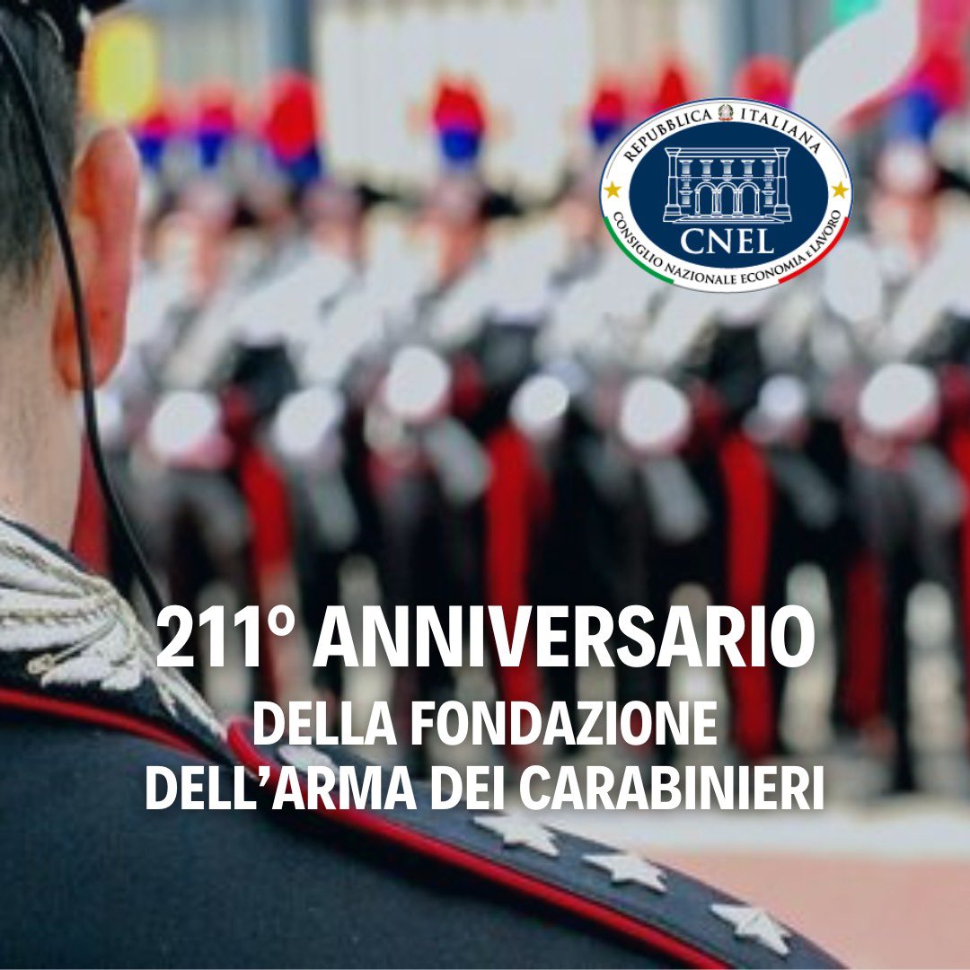 Consiglio Nazionale dell'Economia e del Lavoro (@cnel_it) on Twitter photo 🇮🇹 La nota del presidente del CNEL <a href="/renatobrunetta/">Renato Brunetta</a> in occasione del 211º anniversario della fondazione dell’Arma dei Carabinieri: cnel.it/Comunicazione-… 🇮🇹 La nota del presidente del CNEL <a href="/renatobrunetta/">Renato Brunetta</a> in occasione del 211º anniversario della fondazione dell’Arma dei Carabinieri: cnel.it/Comunicazione-…