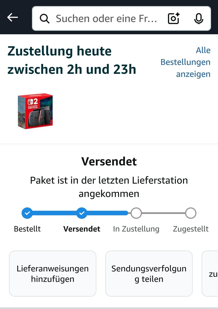 Mollykins82's tweet photo. @AmazonHelp Hallo. Meine Switch 2 scheint versendet, ist aber immer noch nicht in Zustellung.
Die E-Mail mit dem Einmalpasswort hab ich auch noch nicht :(
Muss ich mir Sorgen machen? https://t.co/ppaCoxSV8V
