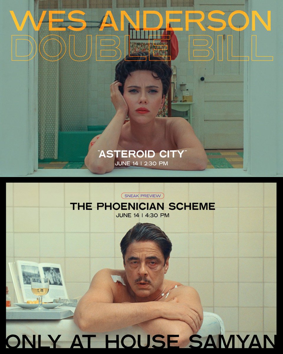ท่องโลก #WesAnderson ในโรงภาพยนตร์ด้วยกัน
วันเสาร์ที่ 14 มิถุนายน ที่ <a href="/houseSamyan/">HOUSE SAMYAN</a> เท่านั้น
☄️#AsteroidCity รอบ 14:30 น.
🧨 #ThePhoenicianScheme รอบ 16:30 น.
🎟️ ตั๋วพร้อมแล้ว housesamyan.com 
หมายเหตุ:อนุญาตให้นำไม้บรรทัดเข้าโรงฯได้
หมายเหตุ 2:อย่าใช้ไม้บรรทัดวัดที่รูปนี้