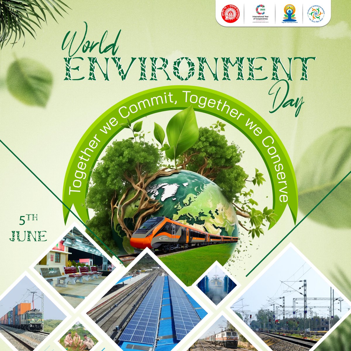 RailMinIndia's tweet photo. Unite for Earth, give nature its worth,
Cut the plastic, make it fantastic.
Follow the 5 R’s
Refuse, Reduce, Reuse, Recycle &amp; Rethink smart.
Every small choice, every new way,
Brings us closer to a brighter day. 🌎🌳
#WorldEnvironmentDay2025 #BeatPlasticPollution #MissionLife https://t.co/jCwKD4r9dR