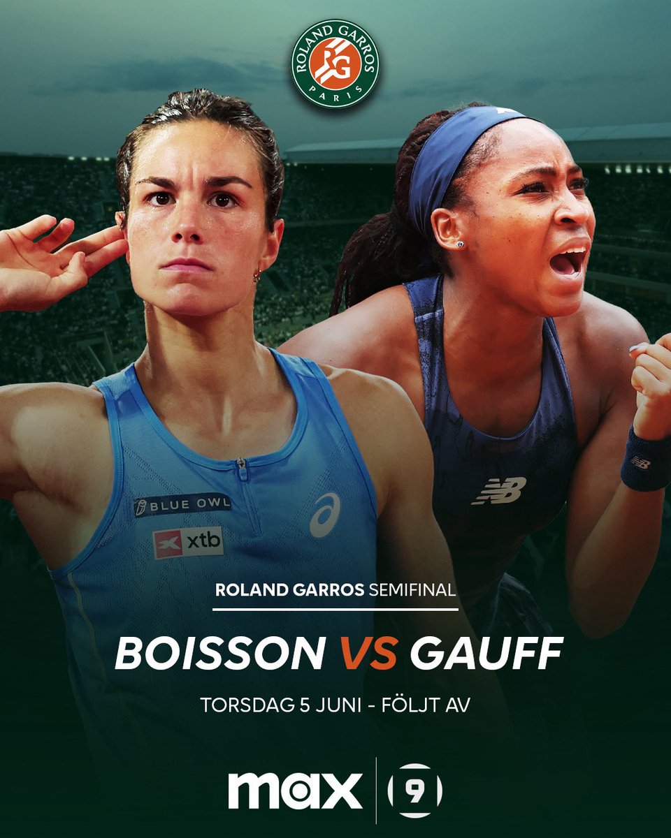 Damernas semifinaler! 🇫🇷

Idag 14.30 på Kanal 9 och Max.
———
Studio tillsammans med Karin Frick, Jonas Björkman och Fidde Rosengren
Kommentator: Maria Strandlund Tomsvik
Expert: Jonas Björkman

📲 Se Roland Garros på Max
