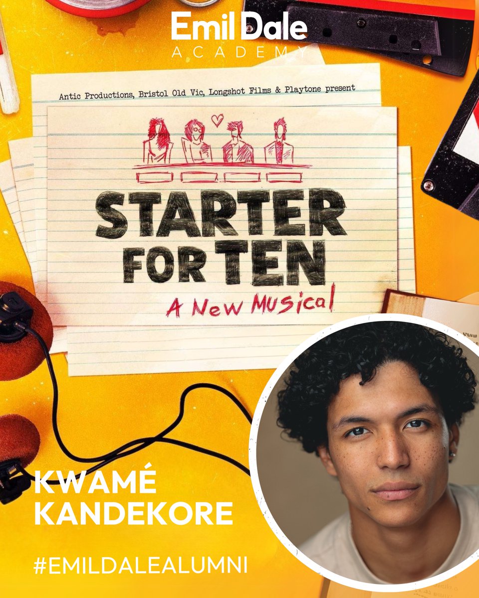 ✨ MORE GRAD NEWS! ✨
Huge congratulations to Emil Dale alumni
Kwamé Kandekore, who will be appearing in Starter for Ten: A New Musical, premiering at the Bristol Old Vic later this year.

We were already proud of you ⭐️

#EmilDaleGrad #emildale #westend #bristolOldVic