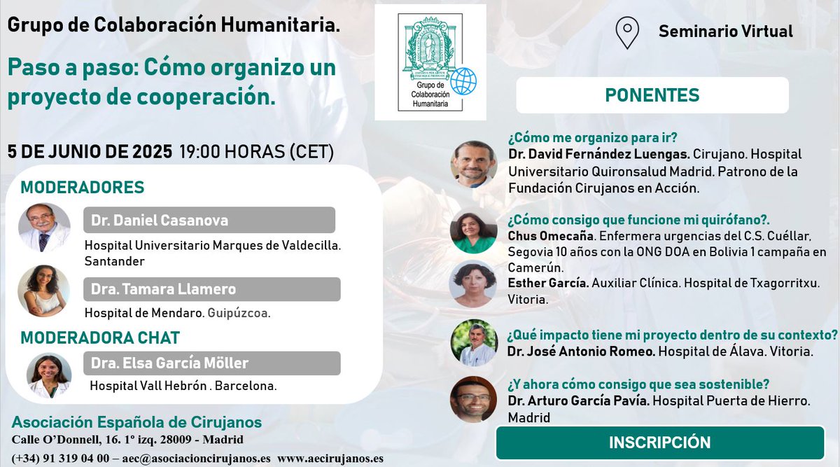 aecirujanos (@aecirujanos) on Twitter photo Acompáñanos esta tarde a las 19 h en el #webinar de
<a href="/ColaboracionAec/">Grupo Colaboracion Humanitaria AEC</a> 🔝
➡️Paso a paso: Cómo organizo un proyecto de #cooperación
Si te interesa la cooperación y no sabes cómo empezar no te lo puedes perder
Inscríbete aquí 👇👇us02web.zoom.us/webinar/regist… Acompáñanos esta tarde a las 19 h en el #webinar de
<a href="/ColaboracionAec/">Grupo Colaboracion Humanitaria AEC</a> 🔝
➡️Paso a paso: Cómo organizo un proyecto de #cooperación
Si te interesa la cooperación y no sabes cómo empezar no te lo puedes perder
Inscríbete aquí 👇👇us02web.zoom.us/webinar/regist…
