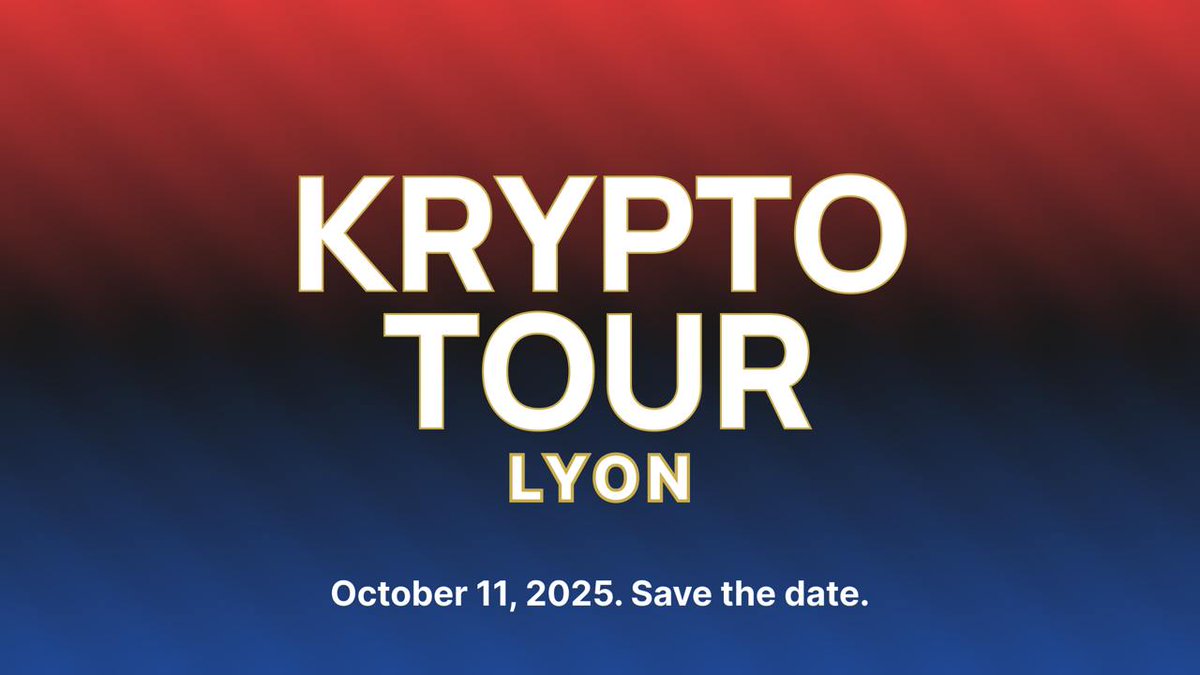 [🇬🇧] KRYPTO-TOUR LYON  4th edition
by <a href="/KRYPTOSPHERE_/">KRYPTOSPHERE®</a>
📅 October 11th, 2025

The format stays the same
The ambition grows !

A day to connect the Web3 ecosystem:
Talks, Meetings, Education, and Sharing.

📩 Want a booth or to partner with the event? DM me.

—
[🇫🇷] KRYPTO-TOUR LYON
