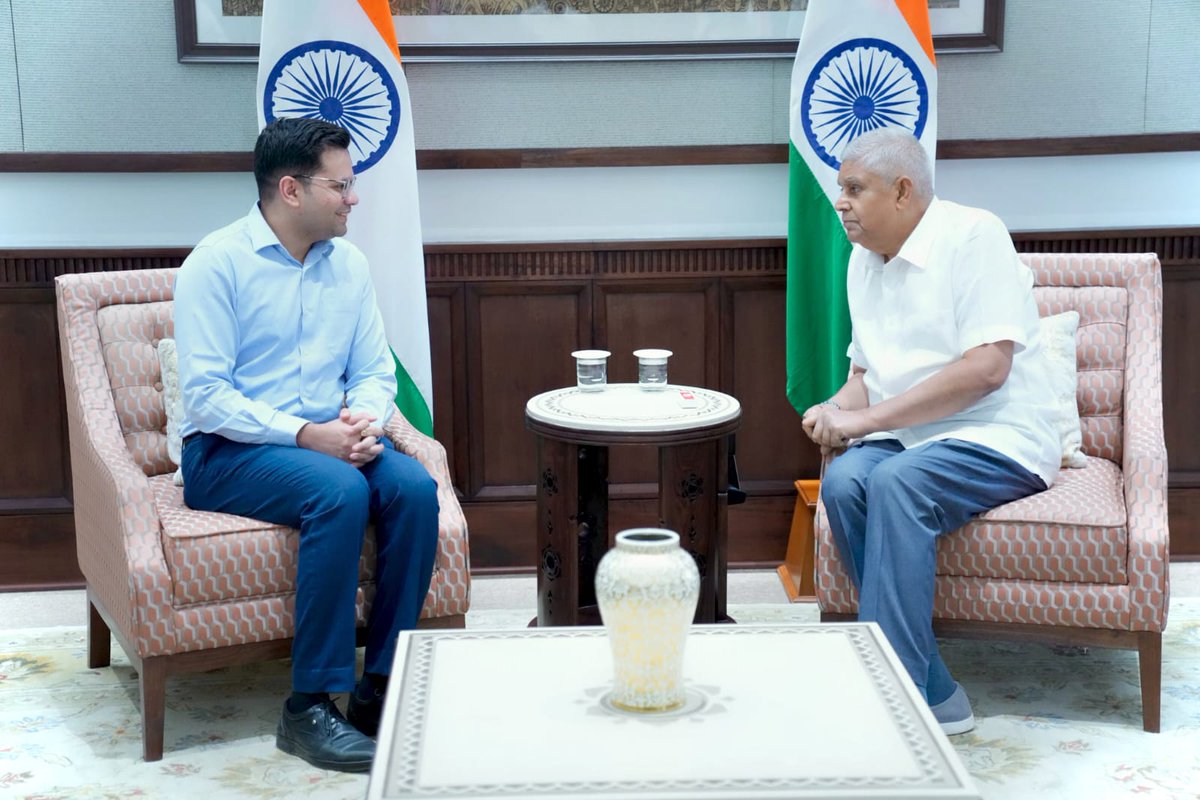 It was an honour to meet the Hon'ble Vice President of India Shri Jagdeep Dhankar in New Delhi . Wonderful opportunity to listen to his insights and words of wisdom on various topics.