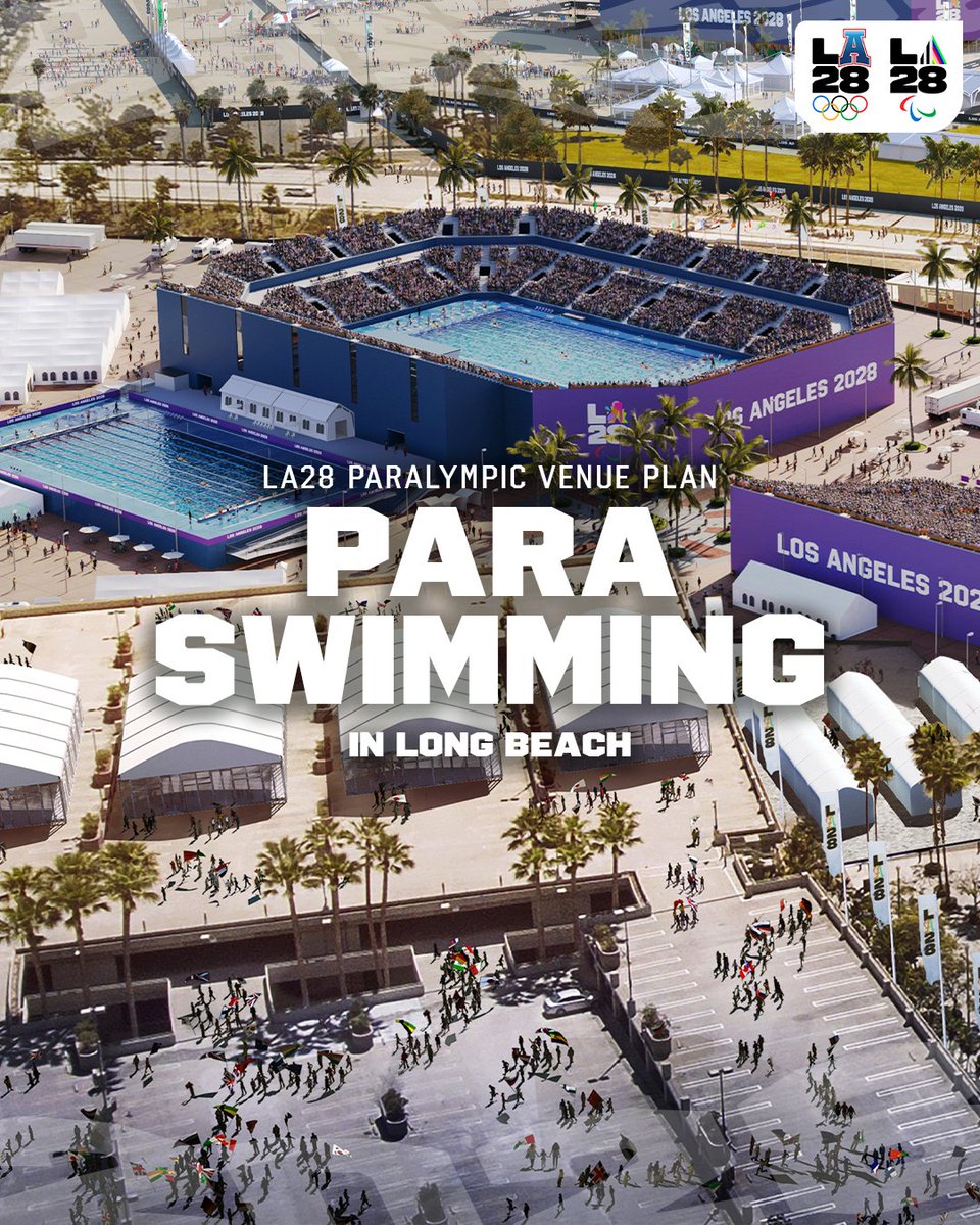 How cool is this?  

LA28 yesterday unveiled the venue plans for the 2028 Paralympic Games, with the iconic Long Beach set to host Para swimming in a temporary outdoor aquatics centre featuring stunning coastal views of the Pacific Ocean 🌊  

We’ll be ready ☘️  

Find out more
