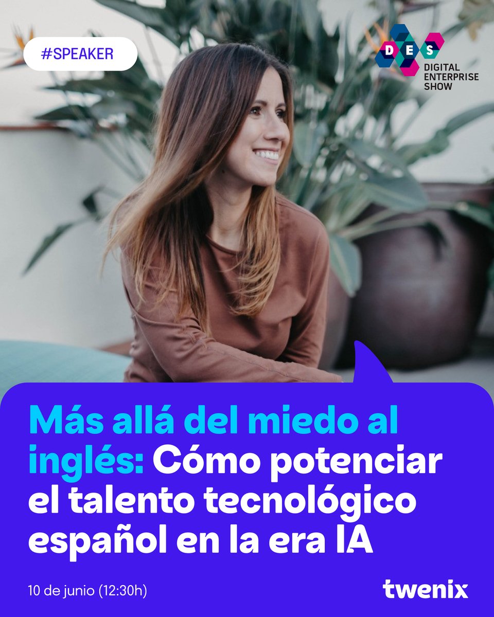 📣 ¡Twenix vuelve a subirse al escenario de <a href="/DES_show/">#DES2025</a>!

🎤 Verónica Romero, Global Partnerships &amp; Comms Manager de Twenix, compartirá cómo superar el miedo al inglés puede ser el impulso que necesita la competitividad tecnológica española.
📍 Blue Innovation Theatre

#IA #DES2025