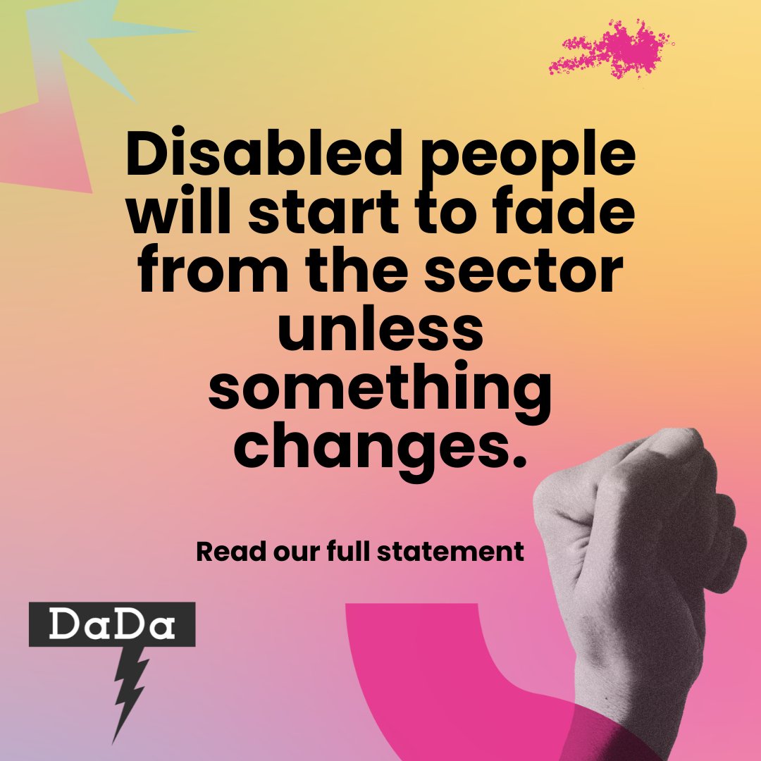 ✊Statement from DaDa Regarding Access to Work

We stand with those within our community who are concerned about the impact of these changes on their work and practice.

Read our full statement over on our blog:
dadafest.co.uk/article/statem…