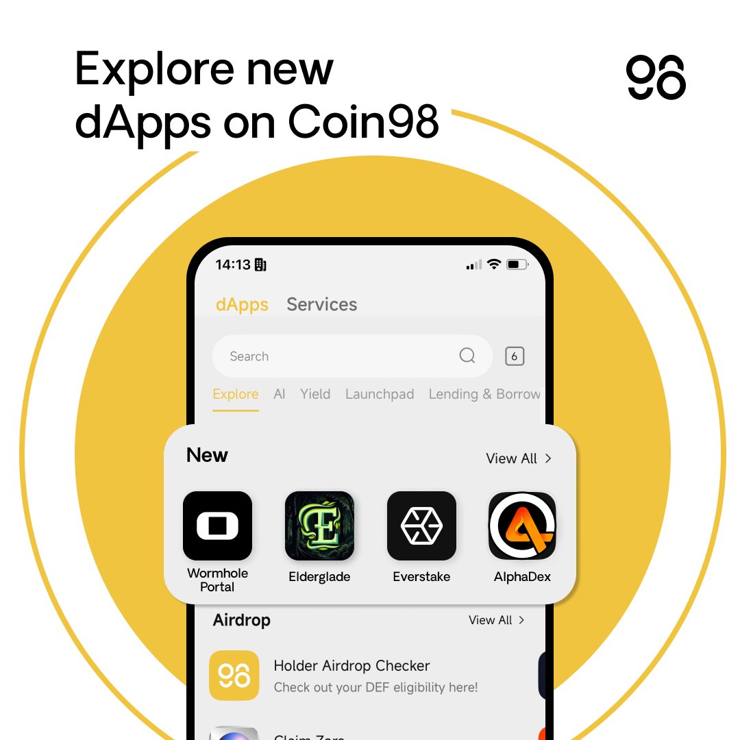 Coin98 Super Wallet (@coin98_wallet) on Twitter photo Midweek check-in! Fresh dApps just landed on Coin98 dApp Browser 👇
🕳️ <a href="/portalbridge_/">Wormhole Portal</a> - Secure cross-chain bridge and token transfers
🎮 <a href="/Elderglade/">Elderglade</a> - AI-driven fantasy game world blending casual mobile play with MMORPG
💰 <a href="/everstake_pool/">Everstake</a> - A non-custodial staking provider for Midweek check-in! Fresh dApps just landed on Coin98 dApp Browser 👇
🕳️ <a href="/portalbridge_/">Wormhole Portal</a> - Secure cross-chain bridge and token transfers
🎮 <a href="/Elderglade/">Elderglade</a> - AI-driven fantasy game world blending casual mobile play with MMORPG
💰 <a href="/everstake_pool/">Everstake</a> - A non-custodial staking provider for