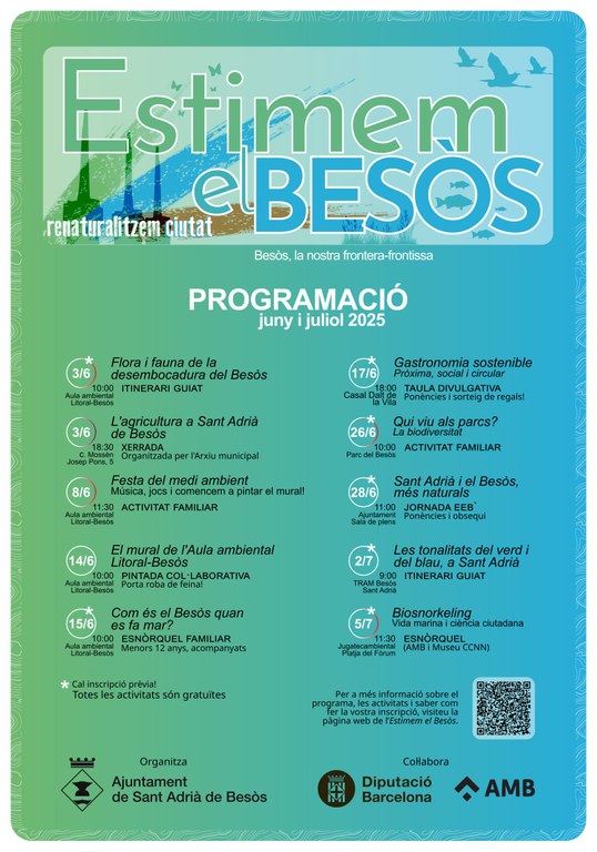 🌿 Avui és el #DiaMundialDelMediAmbient

A #SAB impulsem la renaturalització urbana amb el projecte "Estimem el Besòs" 🌱

📍 Avui: taller de papiroflèxia a les biblios
🎉 Diumenge 8: Festa del Medi Ambient a l’Aula Ambiental + mural participatiu 🎨

Consulta el programa👇