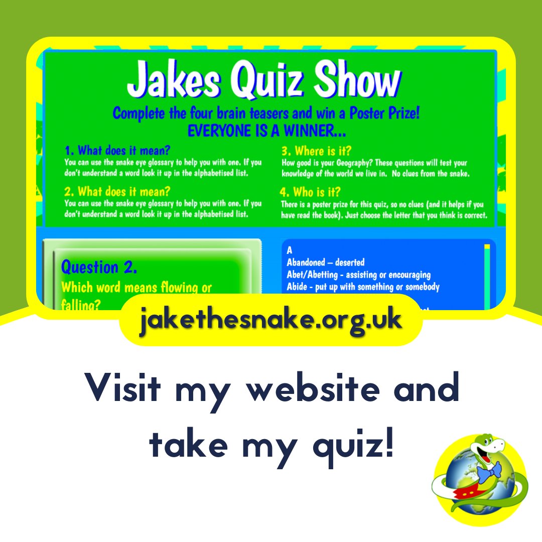 It’s full of cool questions to get your brain buzzing - from science and nature to everyday smarts.

Take my quiz and see how much you know!

It’s free, it’s fun, and it’s right here:

👉 jakethesnake.org.uk/quiz2.html

Jake x 🐍

#quiz #kidsquiz #learnwithjake #education