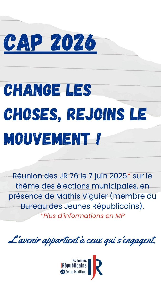 Loin du brouhaha et des querelles, très heureux de poursuivre la formation sur les municipales samedi avec les JLR de Normandie.

À 9 mois d'une échéance capitale pour notre génération et pour la France, ma priorité demeurera jusqu'au bout mon mandat pour les jeunes. Avançons 🇲🇫