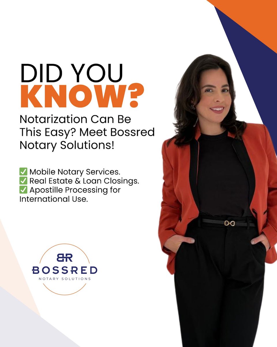 BossredNotary's tweet image. Notary services don’t have to be a hassle. At Bossred Notary Solutions, we bring secure signatures and seamless solutions right to your fingertips.
--
DM us or call today to get started! 
bossrednotary.com 
.
#BossredNotarySolutions #MobileNotary #RemoteNotary
