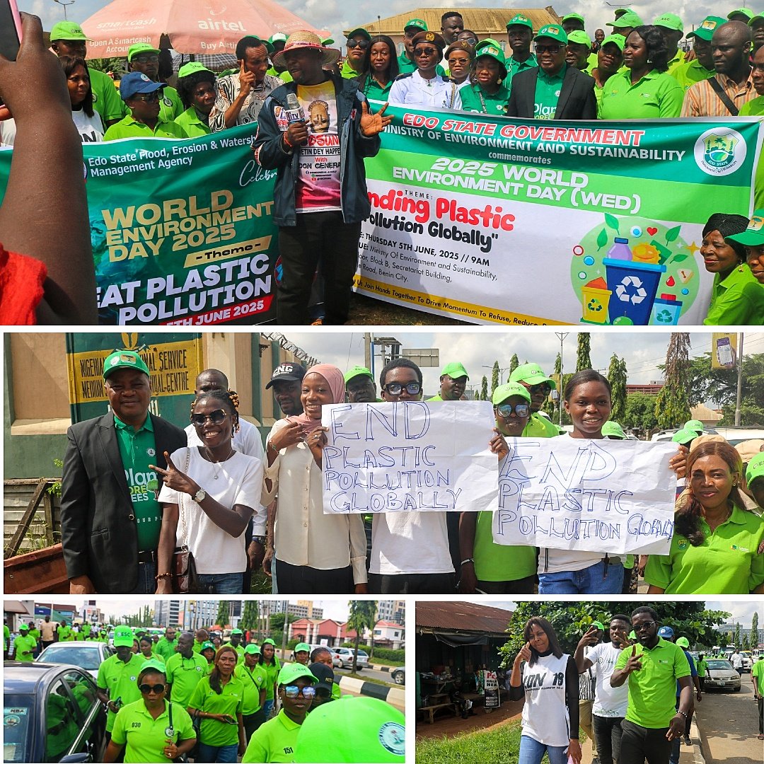 EdoStateFEWMA's tweet photo. Beat Plastic Pollution: EdoFEWMA Marks World Environment Day with a Call to Action

By Winifred Inarumen 

https://t.co/hjViANIky1

In celebration of World Environment Day, the Edo State Flood, Erosion and Watershed Management Agency (EdoFEWMA) joins the...

Click the link above. https://t.co/wtlZbGcYs2